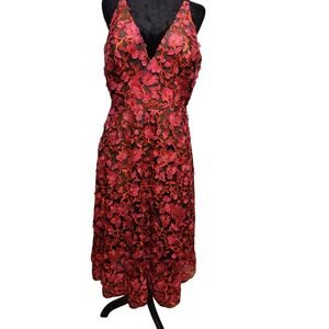 NWT The Population Fit and Flair Floral Midi Dress SZ L  Evening Cocktail